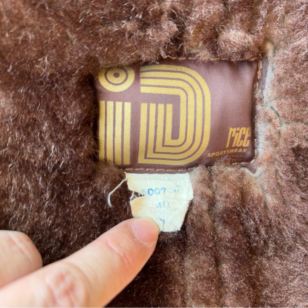 Vintage Rice Sportswear Genuine Shearling Sheepskin Leather Coat - Picture 13 of 16